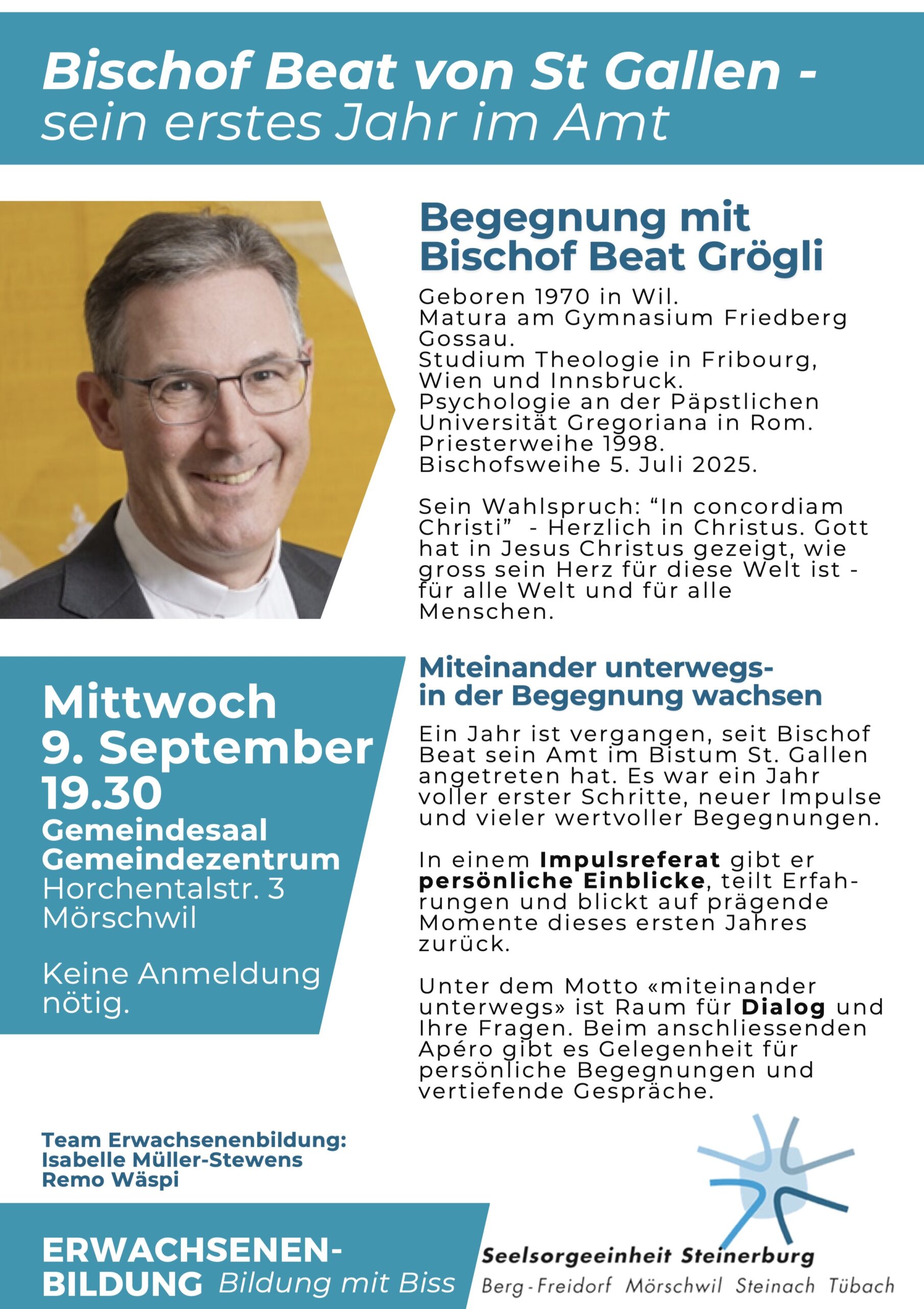 Flyer Gesprächsabend Bischof Beat von St. Gallen