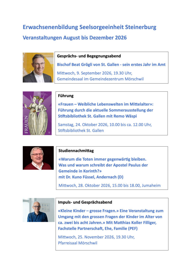 Vortragsthemen August bis Dezember 26