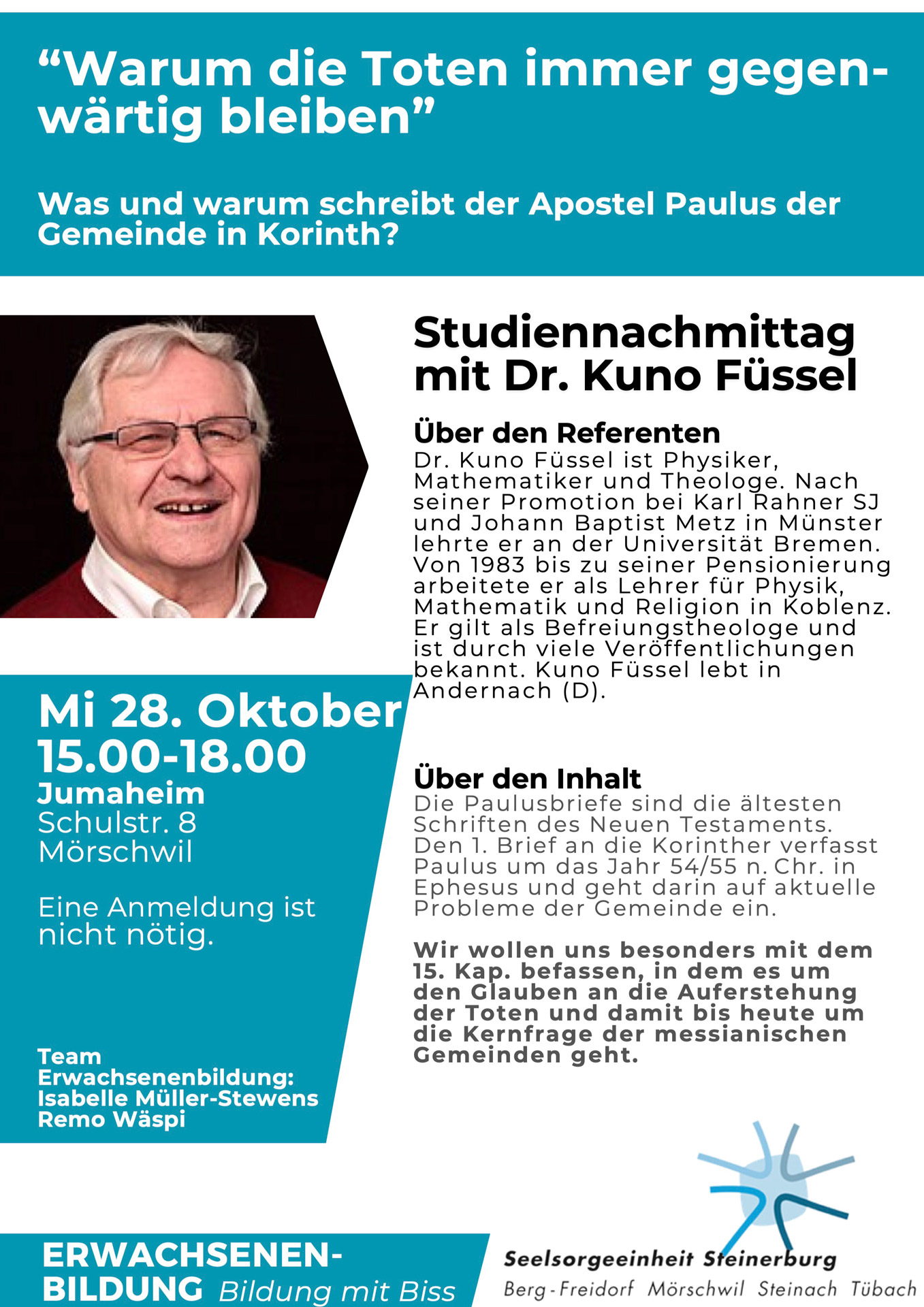 Flyer Studiennachmittag mit Dr. Kuno Füssel